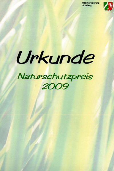 Urkunde Naturschutzpreis